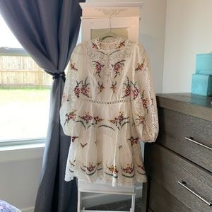 White floral mini dress